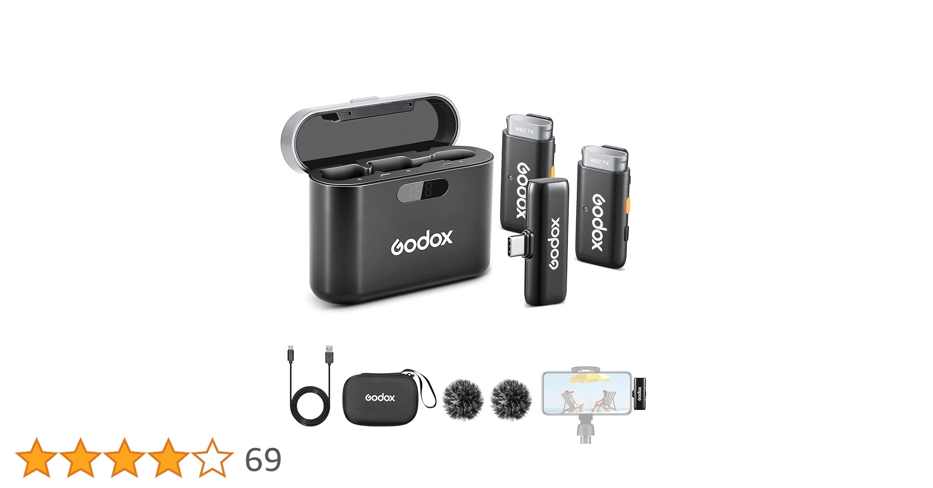 Amazon | Godox WES2 Kit2 ワイヤレスマイク Android/USB C用 大容量 Amazon | Godox WES2 Kit2 ワイヤレスマイク Android/USB C用 大容量